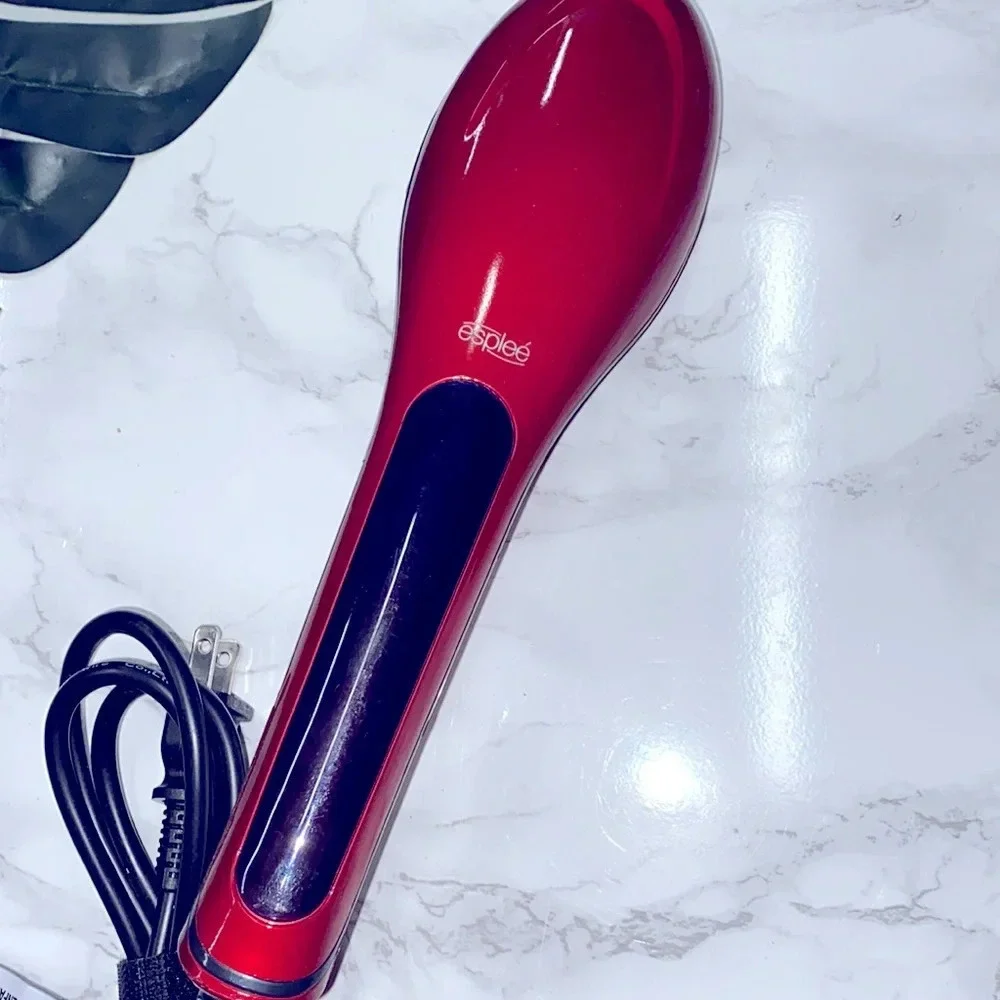 Hot & Straight Straightening Salon Brush with Temperature Control by Esplee, Red